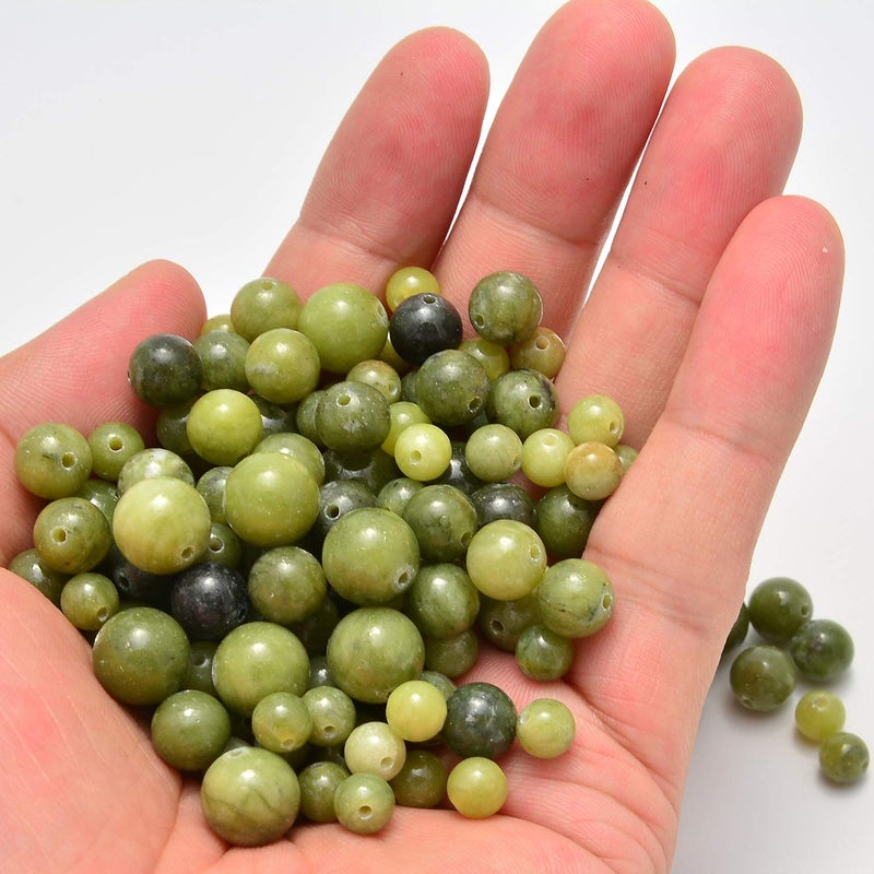NCB Natural Stone Beads 100pcs 8mm Round Canadian Jade Genuine Real Stone Beading Loose Gemstone Hole Size 1mm DIY Charm Smooth Beads for Bracelet Necklace Jewelry Making (Canadian Jade, 8mm 100Beads) - Image 4